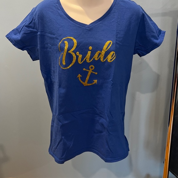 Women’s Large Blue with Gold Bride w/ Anchor fitted shirt - Picture 1 of 4